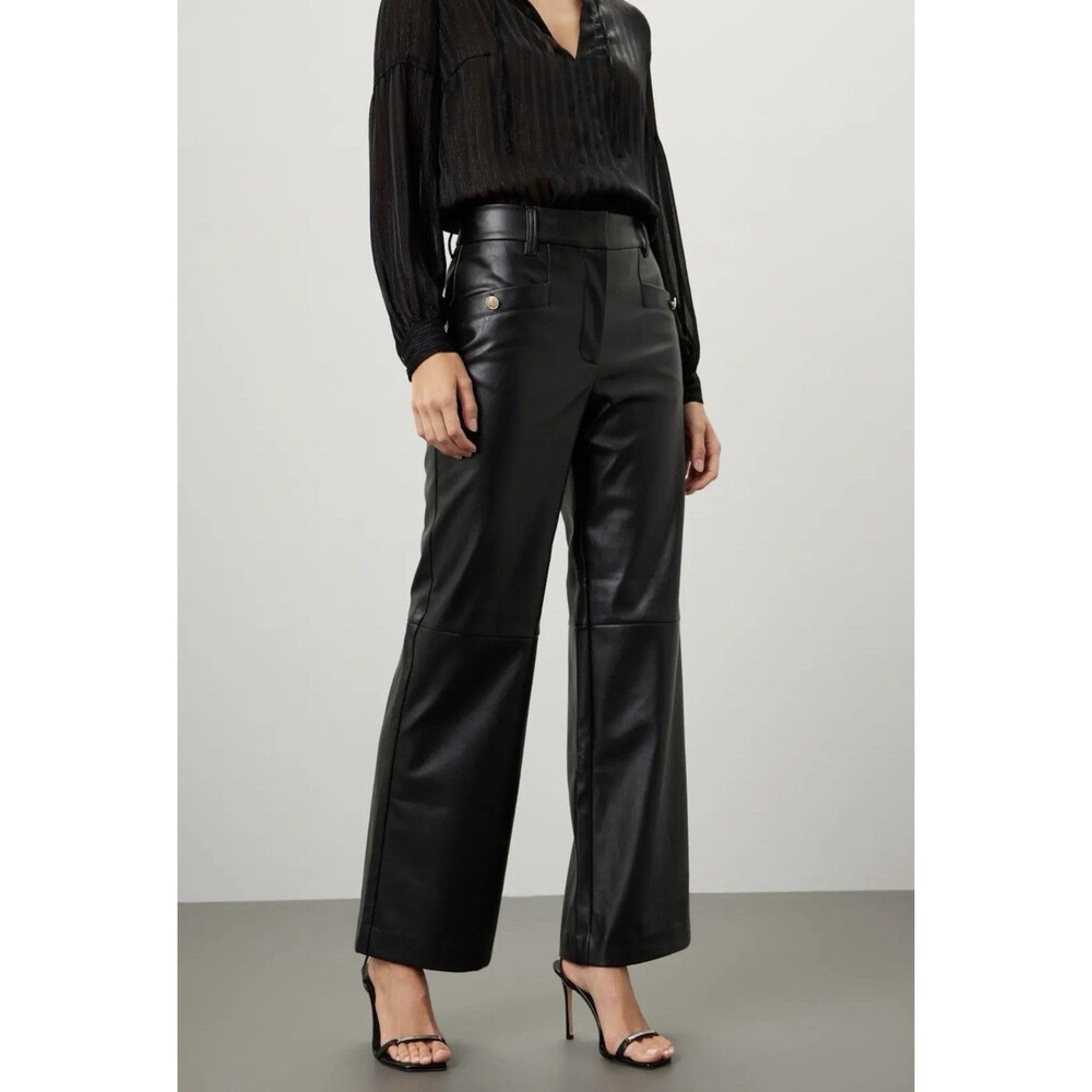 Derek Lam 10 Crosby Faux black Leather Pants Size 8 (44 )